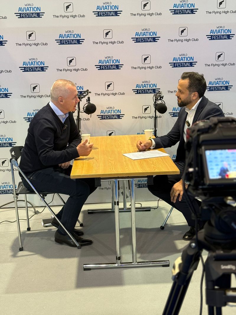 Recording in the co-branded studio at World Aviation Festival